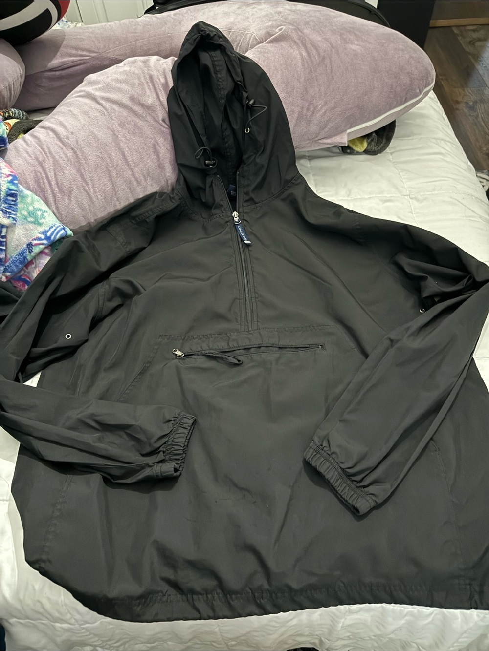 Women's Black Hooded Charles River Windbreaker/ Rain Jacket